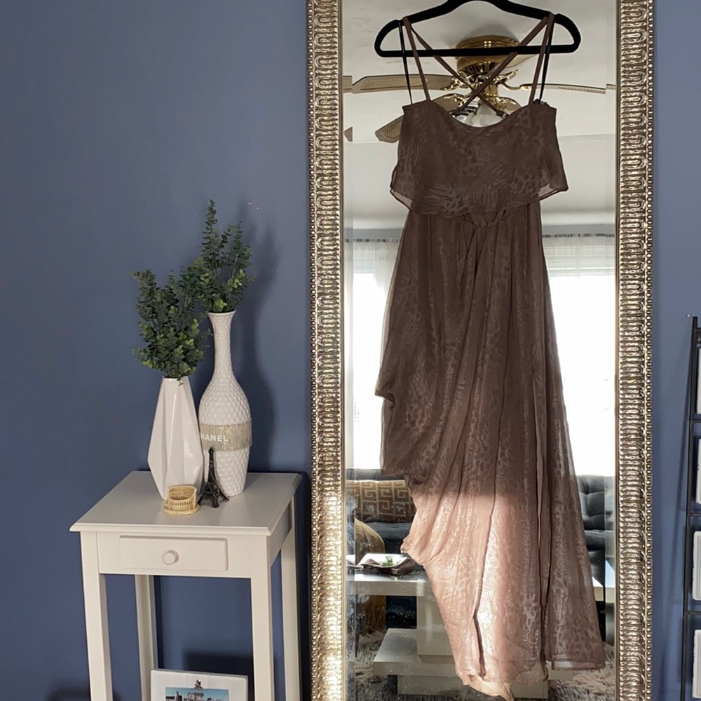 Bebe front slip prom dress ruched on the side size XS comes with satin belt